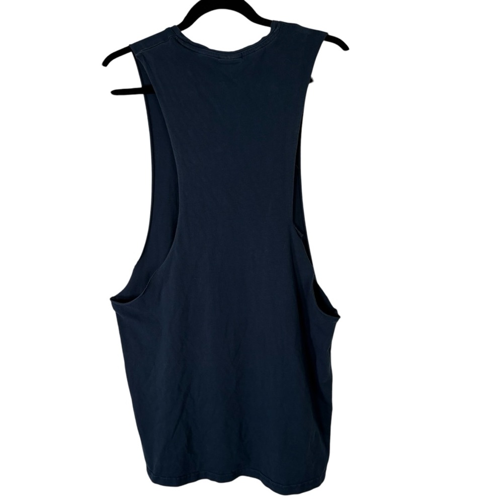 Gymshark Mens Medium Sleeveless Muscle Tee Shirt Gym Workout Navy Blue Tank Top - Picture 5 of 6
